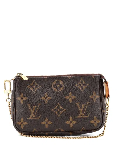 Pre-owned Louis Vuitton Pochette Accessoires Monogram Canvas Mini Clutch Bag In Brown
