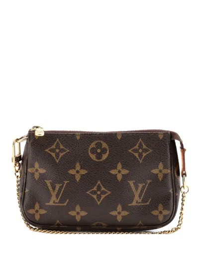 Pre-owned Louis Vuitton Pochette Accessoires Monogram Canvas Mini Clutch Bag In Brown