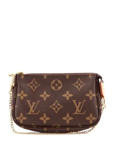 Pre-owned Louis Vuitton Pochette Accessoires Monogram Canvas Mini Clutch Bag In Brown