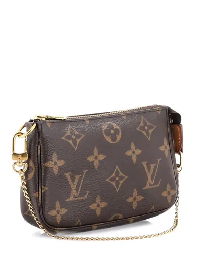 Pre-owned Louis Vuitton Pochette Accessoires Monogram Canvas Mini Clutch Bag In Brown