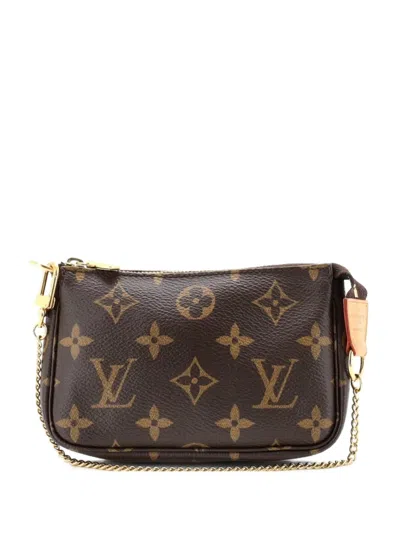 Pre-owned Louis Vuitton Pochette Accessoires Monogram Canvas Mini Clutch Bag In Brown