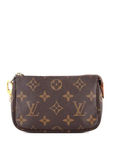Pre-owned Louis Vuitton Pochette Accessoires Monogram Canvas Mini Clutch Bag In Brown