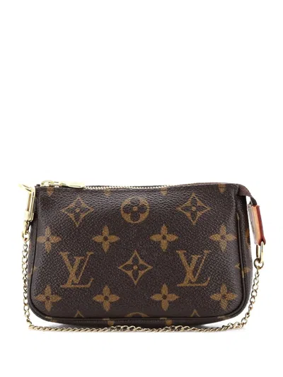 Pre-owned Louis Vuitton Pochette Accessoires Monogram Canvas Mini Clutch Bag In Brown