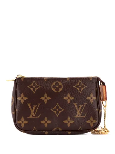Pre-owned Louis Vuitton Pochette Accessoires Monogram Canvas Mini Clutch Bag In Brown