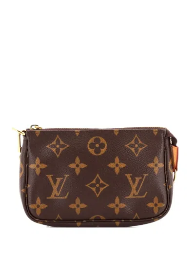 Pre-owned Louis Vuitton Pochette Accessoires Monogram Canvas Mini Clutch Bag In Brown