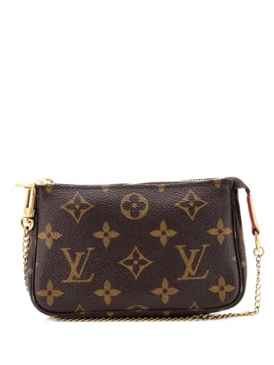 Pre-owned Louis Vuitton Pochette Accessoires Monogram Canvas Mini Clutch Bag In Brown