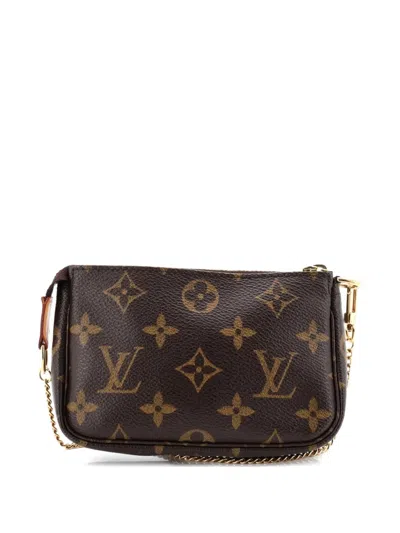 Pre-owned Louis Vuitton Pochette Accessoires Monogram Canvas Mini Clutch Bag In Brown