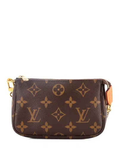 Pre-owned Louis Vuitton Pochette Accessoires Monogram Canvas Mini Clutch Bag In Brown