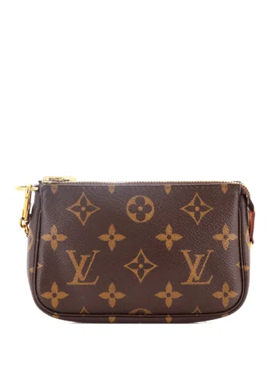 Pre-owned Louis Vuitton Pochette Accessoires Monogram Canvas Mini Clutch Bag In Brown