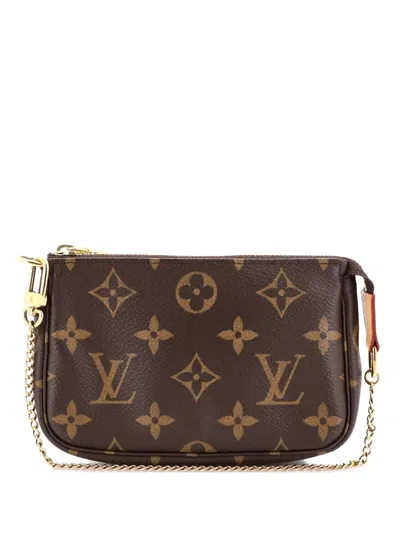 Pre-owned Louis Vuitton Pochette Accessoires Monogram Canvas Mini Clutch Bag In Brown