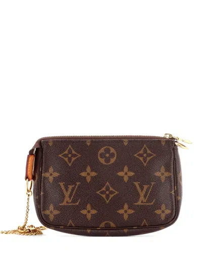 Pre-owned Louis Vuitton Pochette Accessoires Monogram Canvas Mini Clutch Bag In Brown