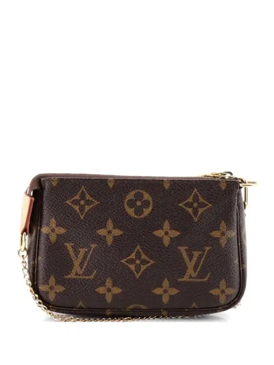 Pre-owned Louis Vuitton Pochette Accessoires Monogram Canvas Mini Clutch Bag In Brown