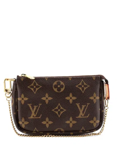 Pre-owned Louis Vuitton Pochette Accessoires Monogram Canvas Mini Clutch Bag In Brown