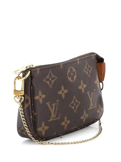 Pre-owned Louis Vuitton Pochette Accessoires Monogram Canvas Mini Clutch Bag In Brown