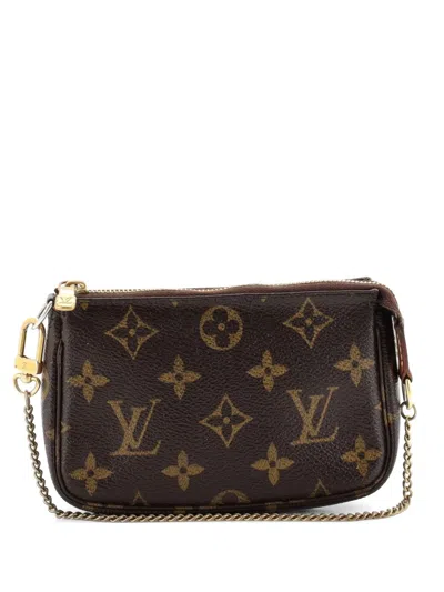 Pre-owned Louis Vuitton Pochette Accessoires Monogram Canvas Mini Clutch Bag In Brown