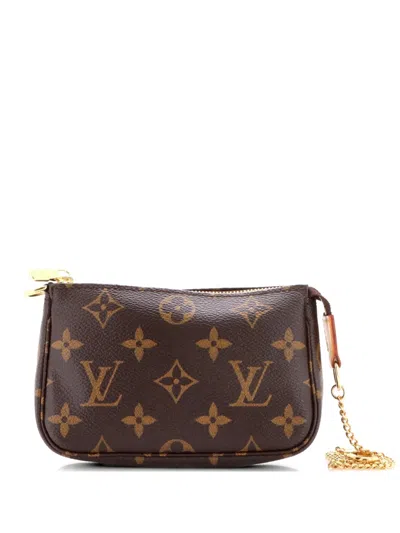 Pre-owned Louis Vuitton Pochette Accessoires Monogram Canvas Mini Clutch Bag In Brown
