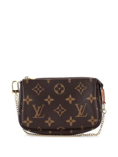 Pre-owned Louis Vuitton Pochette Accessoires Monogram Canvas Mini Clutch Bag In Brown