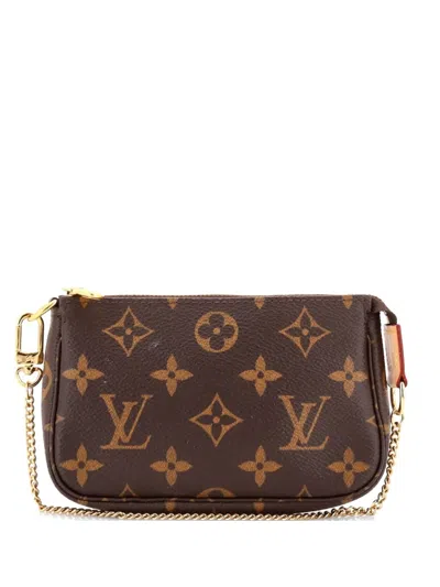Pre-owned Louis Vuitton Pochette Accessoires Monogram Canvas Mini Clutch Bag In Brown