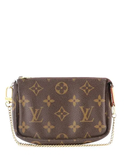 Pre-owned Louis Vuitton Pochette Accessoires Monogram Canvas Mini Clutch Bag In Brown