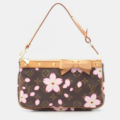 Pre-owned Louis Vuitton Pochette Accessoires Monogram Cherry Blossom In Brown