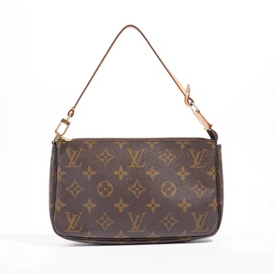 Pre-owned Louis Vuitton Pochette Accessoires Monogram Coated Canvas Shoulder Bag In Brown
