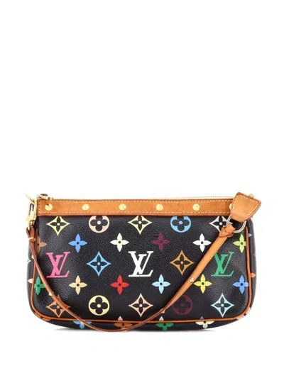 Pre-owned Louis Vuitton Pochette Accessoires Monogram Multicolor Clutch Bag In Black