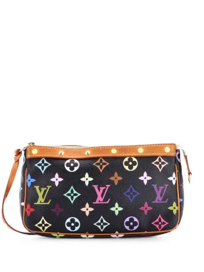 Pre-owned Louis Vuitton Pochette Accessoires Monogram Multicolor Clutch Bag In Black