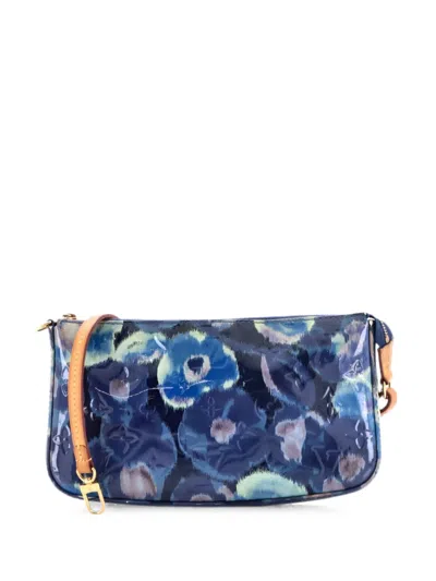 Pre-owned Louis Vuitton Pochette Accessoires Nm Limited Edition Monogram Vernis Ikat Shoulder Bag In Blue