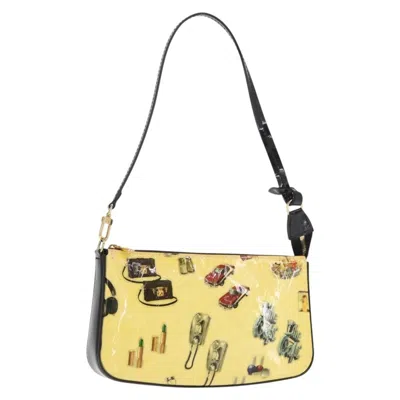 Pre-owned Louis Vuitton Pochette Accessoires Nm Limited Edition Stickers Monogram Vernis Yellow Patent_leather