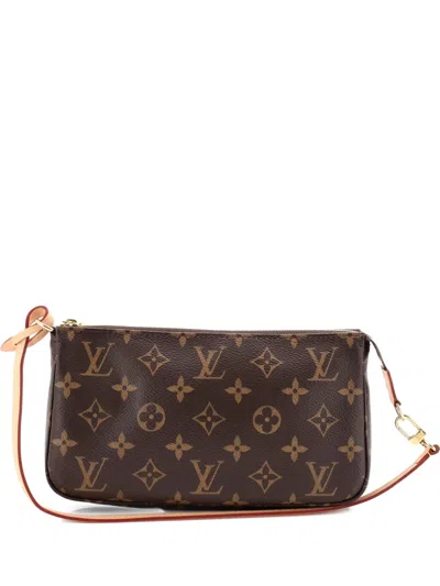 Pre-owned Louis Vuitton Pochette Accessoires Nm Monogram Canvas Clutch Bag In Brown