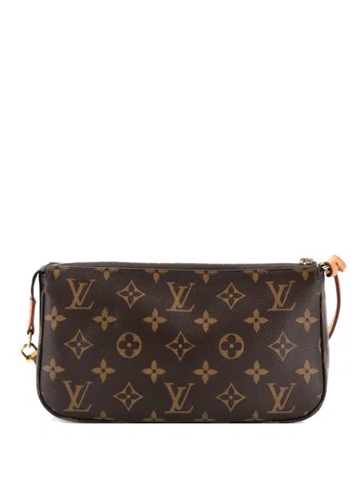 Pre-owned Louis Vuitton Pochette Accessoires Nm Monogram Canvas Clutch Bag In Brown