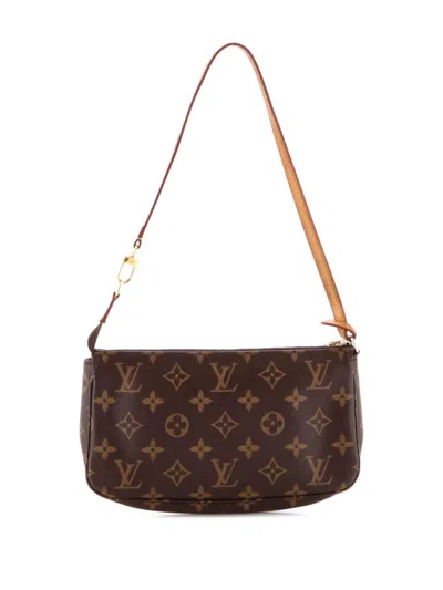Pre-owned Louis Vuitton Pochette Accessoires Nm Monogram Canvas Clutch Bag In Brown