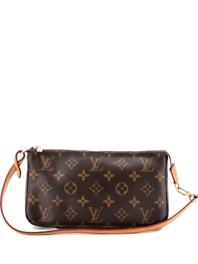 Pre-owned Louis Vuitton Pochette Accessoires Nm Monogram Canvas Clutch Bag In Brown