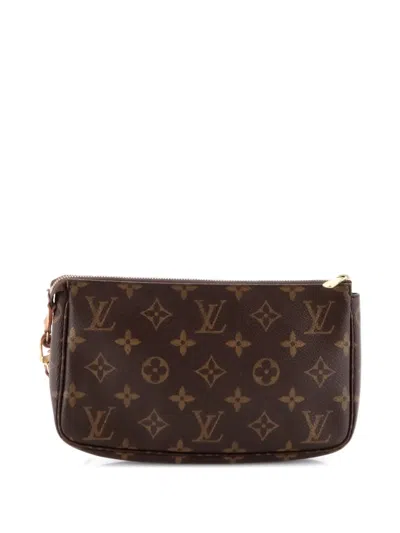 Pre-owned Louis Vuitton Pochette Accessoires Nm Monogram Canvas Clutch Bag In Brown