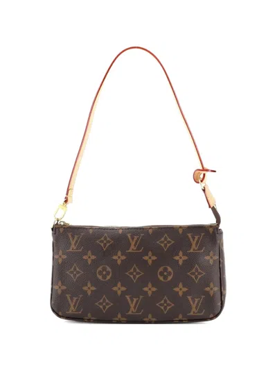 Pre-owned Louis Vuitton Pochette Accessoires Nm Monogram Canvas Clutch Bag In Brown