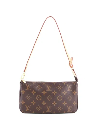 Pre-owned Louis Vuitton Pochette Accessoires Nm Monogram Canvas Clutch Bag In Brown