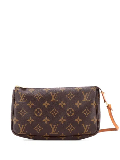 Pre-owned Louis Vuitton Pochette Accessoires Nm Monogram Canvas Clutch Bag In Brown