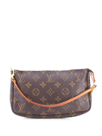 Pre-owned Louis Vuitton Pochette Accessoires Nm Monogram Canvas Clutch Bag In Brown