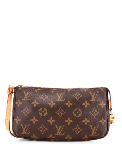 Pre-owned Louis Vuitton Pochette Accessoires Nm Monogram Canvas Clutch Bag In Brown