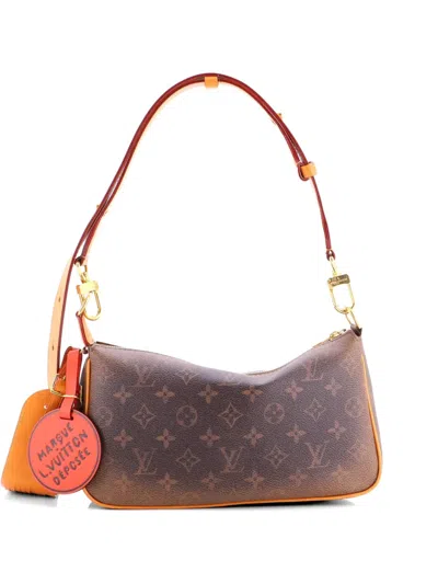 Pre-owned Louis Vuitton Pochette Accessoires Nm Monogram Dust Leather Xl Shoulder Bag In Brown