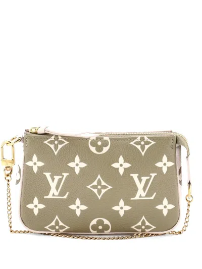 Pre-owned Louis Vuitton Pochette Accessoires Spring In The City Monogram Empreinte Leather Mini Clutch Bag In Neutral