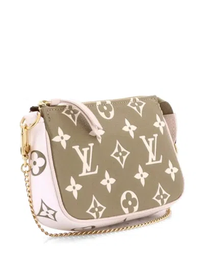 Pre-owned Louis Vuitton Pochette Accessoires Spring In The City Monogram Empreinte Leather Mini Clutch Bag In Neutral