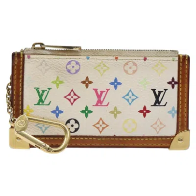 Pre-owned Louis Vuitton Pochette Clés Canvas Wallet () In White