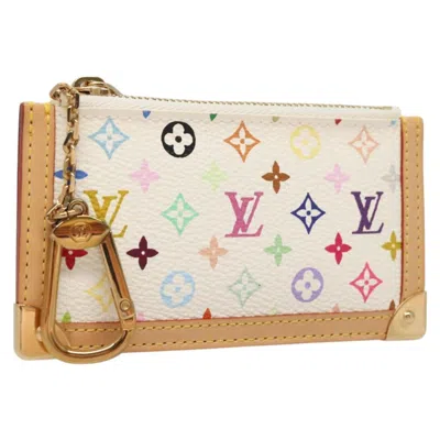 Pre-owned Louis Vuitton Pochette Clés White Canvas Wallet  ()