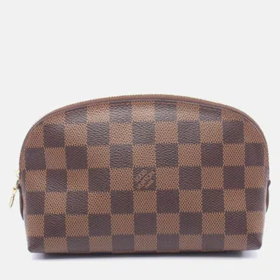 Pre-owned Louis Vuitton Pochette Cosmetic Damier Ebene In Brown