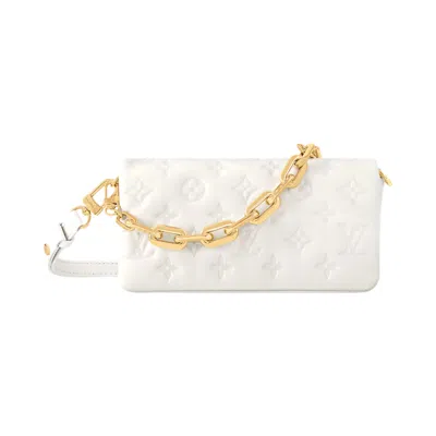 Pre-owned Louis Vuitton Pochette Coussin 'cream Monogram Embossed Lambskin Leather' | Women's Size Onesize In White