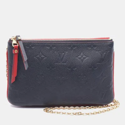 Pre-owned Louis Vuitton Pochette Double Zip Blue/red Monogram Empreinte Leather Chain Shoulder Bag