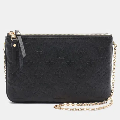 Pre-owned Louis Vuitton Pochette Double Zip Chain Shoulder Crossbody Bag Leather Bk In Black