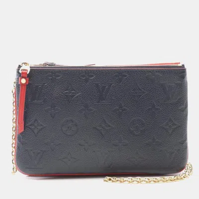 Pre-owned Louis Vuitton Pochette Double Zip Monogram Empreinte Marine Rouge In Blue