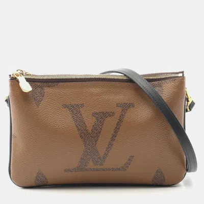 Pre-owned Louis Vuitton Pochette Double Zip Monogram Giant Reverse Bag In Brown